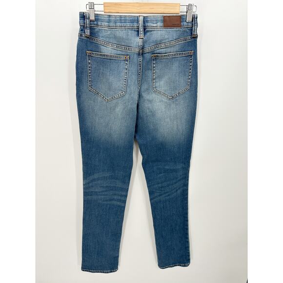 Lands' End Medium Wash Stretch Waistband Cotton Blend Skinny Denim Jeans Women 6 - Picture 2 of 9